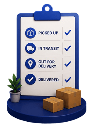Clipboard showing real-time SNEL Parcel tracking status